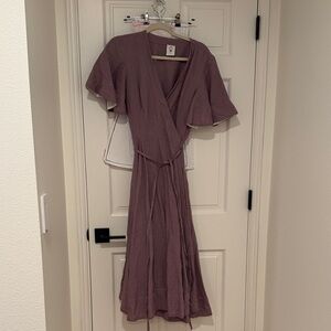 Son de flor butterfly sleeve wrap dress in Lilac, size S